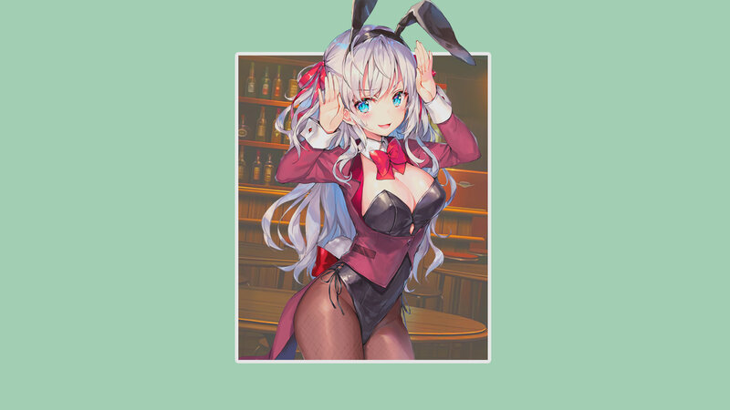 Anime Girl in Bunny Costume — White, Playful, Digital Art