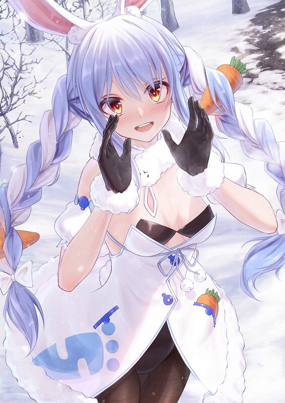 Anime Girl in Bunny Costume — White, Playful, Winter