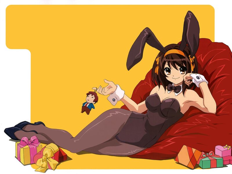 Anime Girl in Bunny Costume — Yellow, Playful