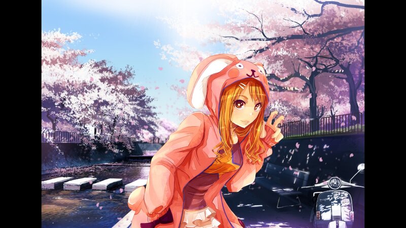 Anime Girl in Bunny Hoodie — Pink