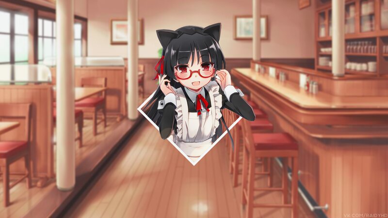 Anime Girl in Cafe — Black