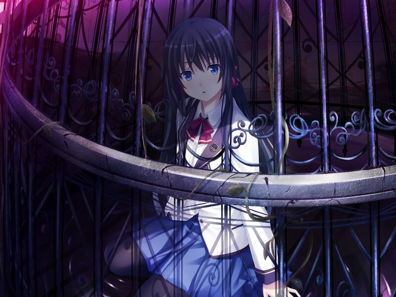 Anime Girl in Cage — Purple, Dramatic, Night