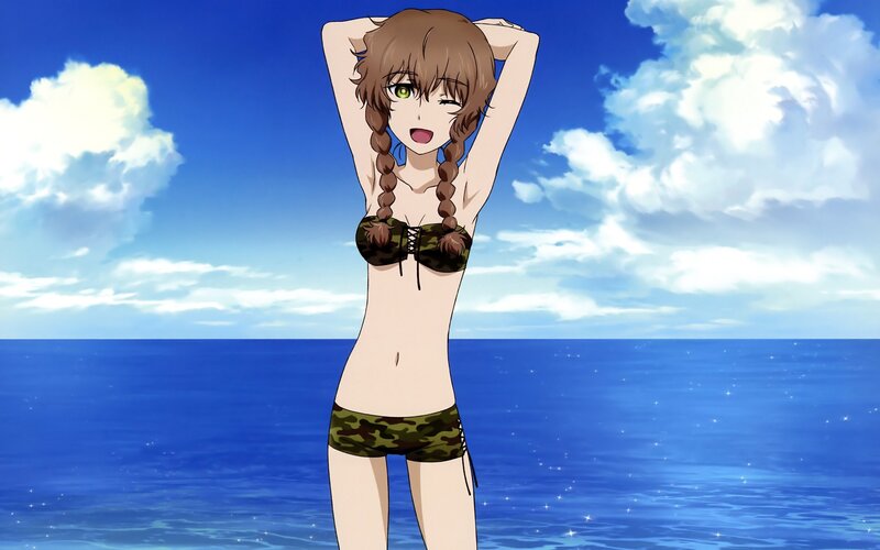 anime girl in camouflage bikini