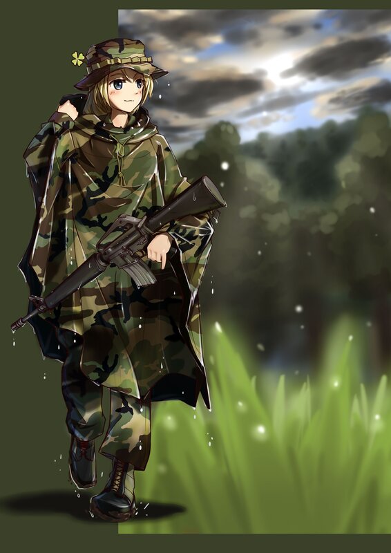 Anime Girl in Camouflage — Green