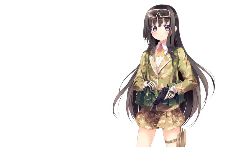 anime girl in camouflage uniform