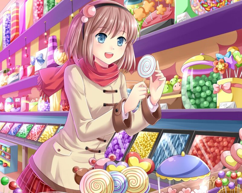 Anime Girl in Candy Store