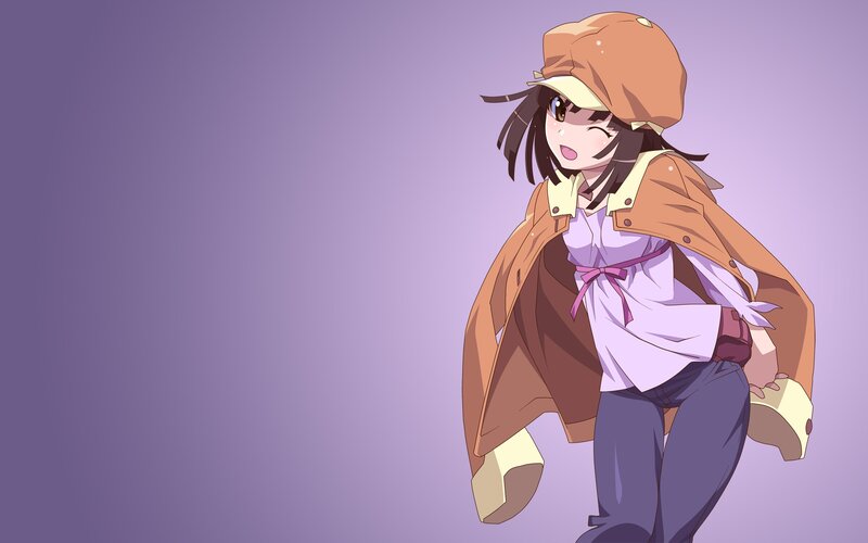 anime girl in cap and coat