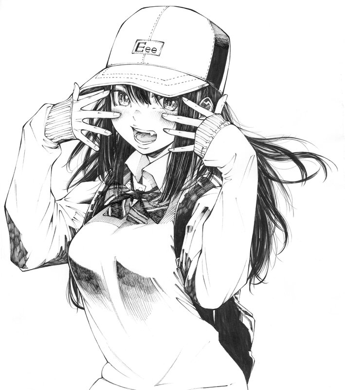 Anime Girl in Cap — Black