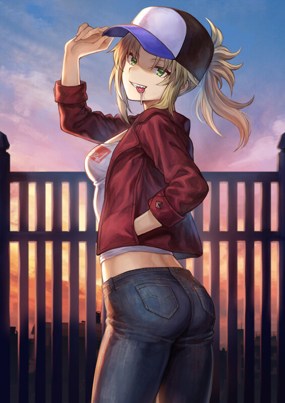 Anime Girl in Cap — Blue, Dramatic