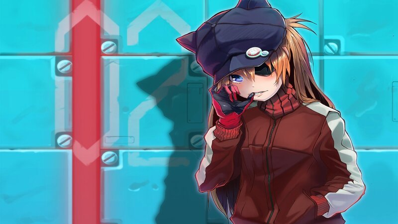 Anime Girl in Cap — Blue