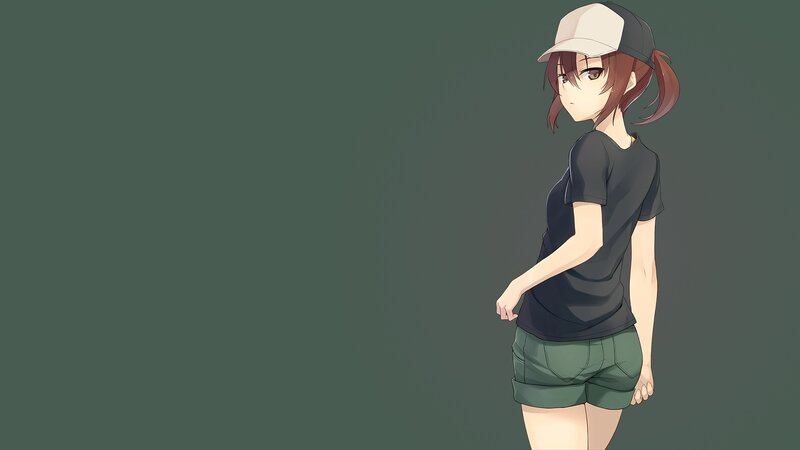 Anime Girl in Cap — Green