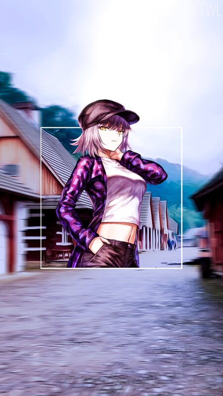 Anime Girl in Cap — Purple, Calm