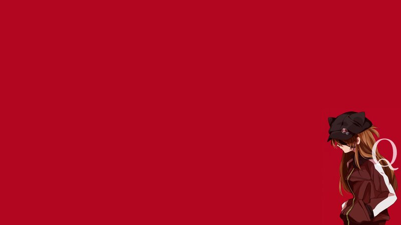 Anime Girl in Cap — Red, Minimalist