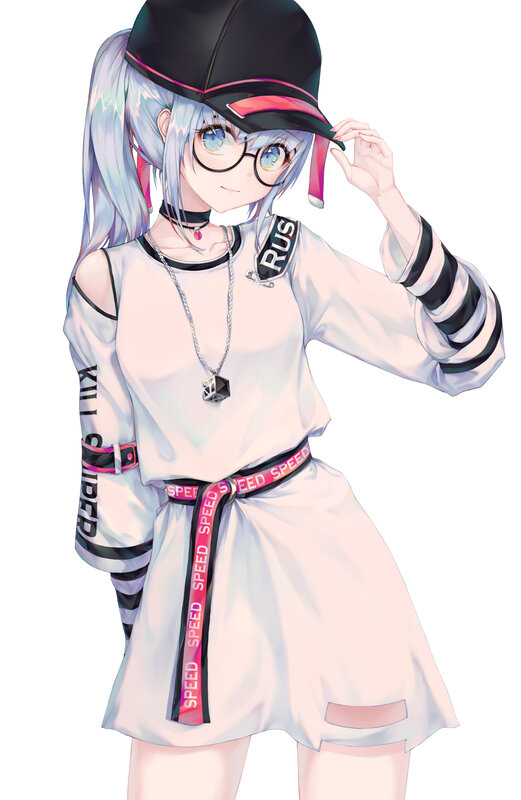 Anime Girl in Cap — White