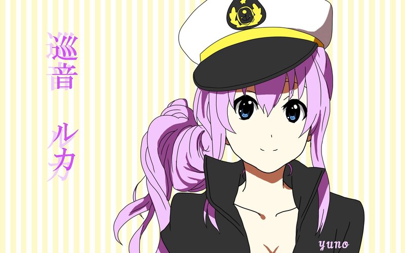 Anime Girl in Captain Hat — Purple