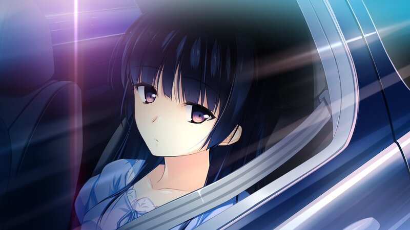 Anime Girl in Car — Blue
