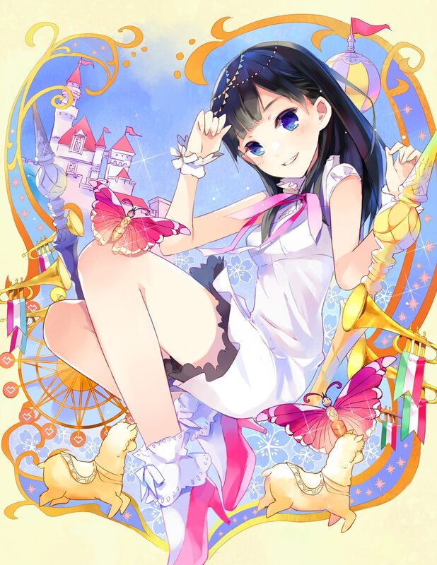 Anime girl in carnival scene