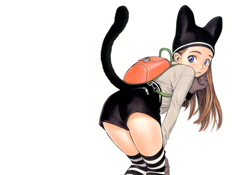 Anime Girl in Cat Costume — Black, Playful