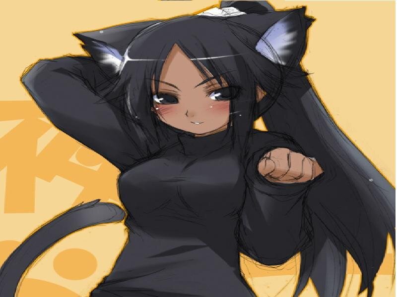 Anime Girl in Cat Costume — Black