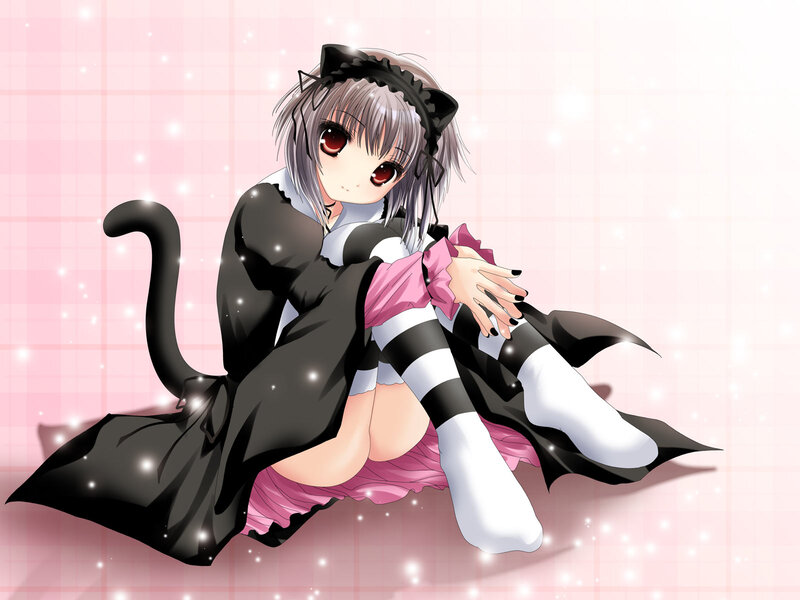 Anime Girl in Cat Costume — Pink, Playful