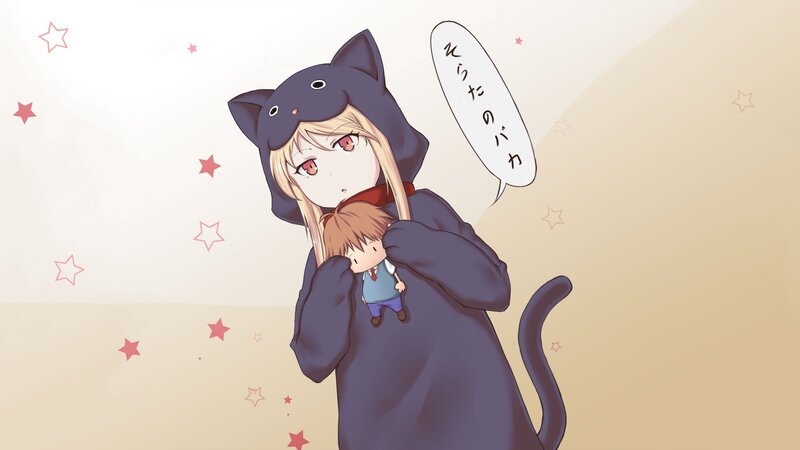Anime Girl in Cat Costume — Purple, Playful, Child