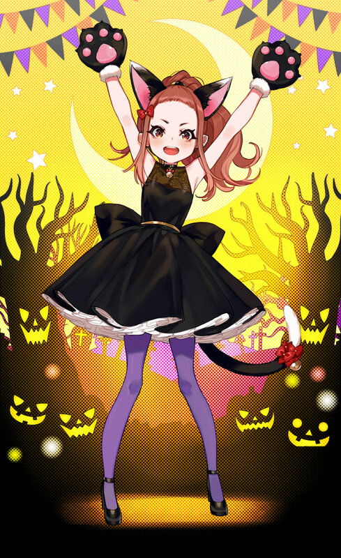 Anime Girl in Cat Costume — Yellow, Festive