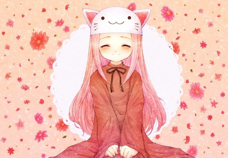 Anime girl in cat hat