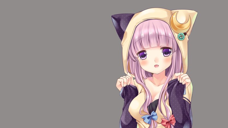 Anime Girl in Cat Hat — Purple