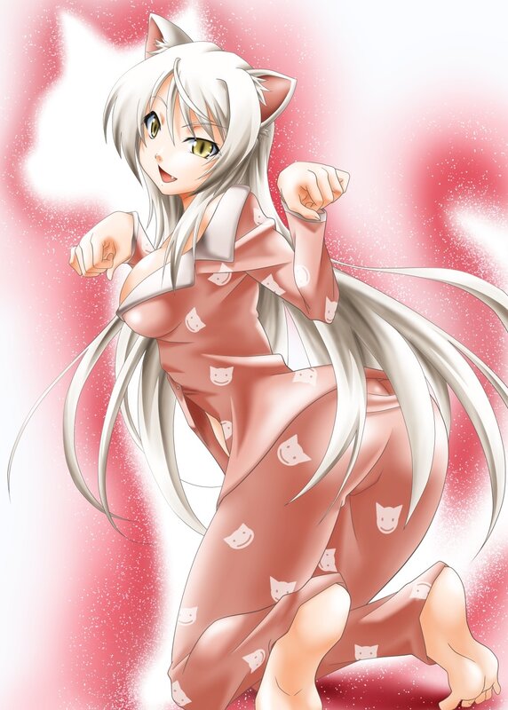 anime girl in cat pajamas