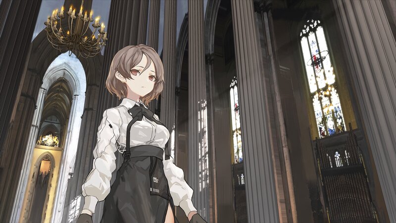 Anime Girl in Cathedral — White, Dramatic