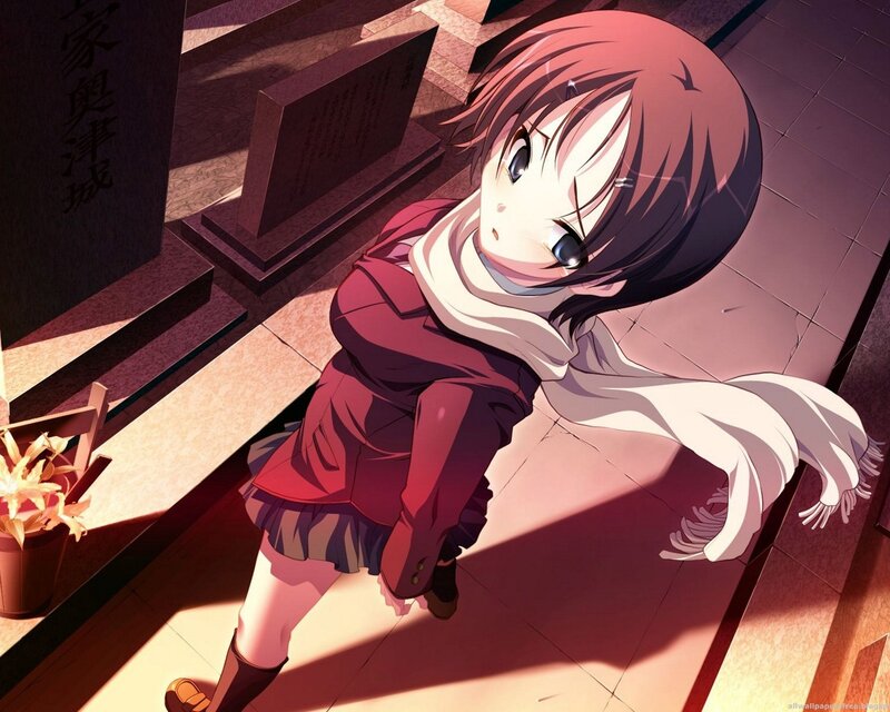 Anime Girl in Cemetery — Red