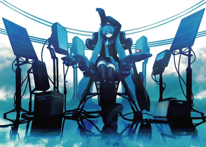 Anime Girl in Chair — Blue, Dramatic