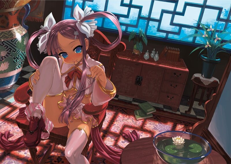 Anime Girl in Chair — Pink, Calm, Afternoon