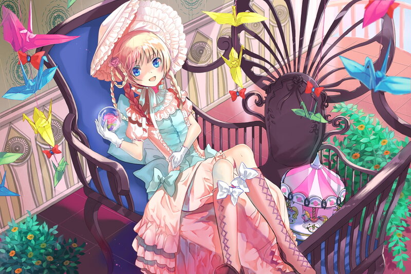 Anime Girl in Chair — Pink