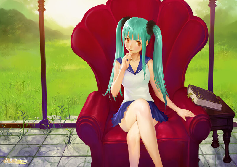 Anime Girl in Chair — Red