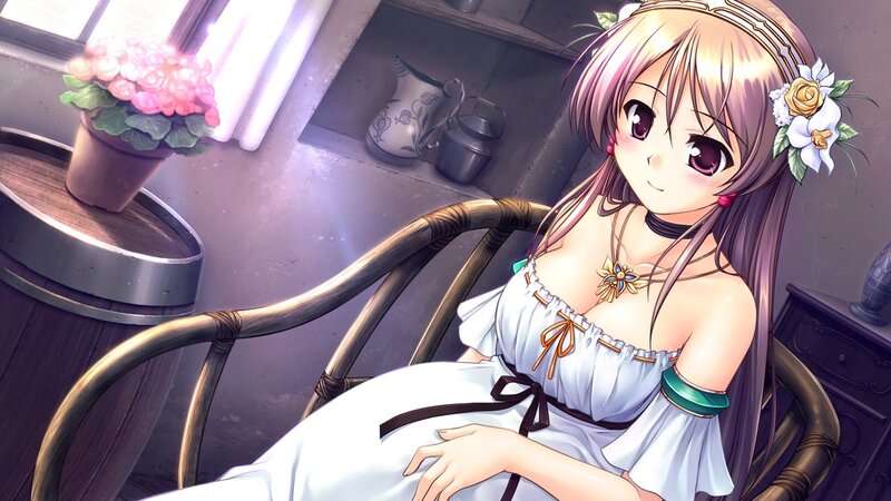 Anime Girl in Chair — White