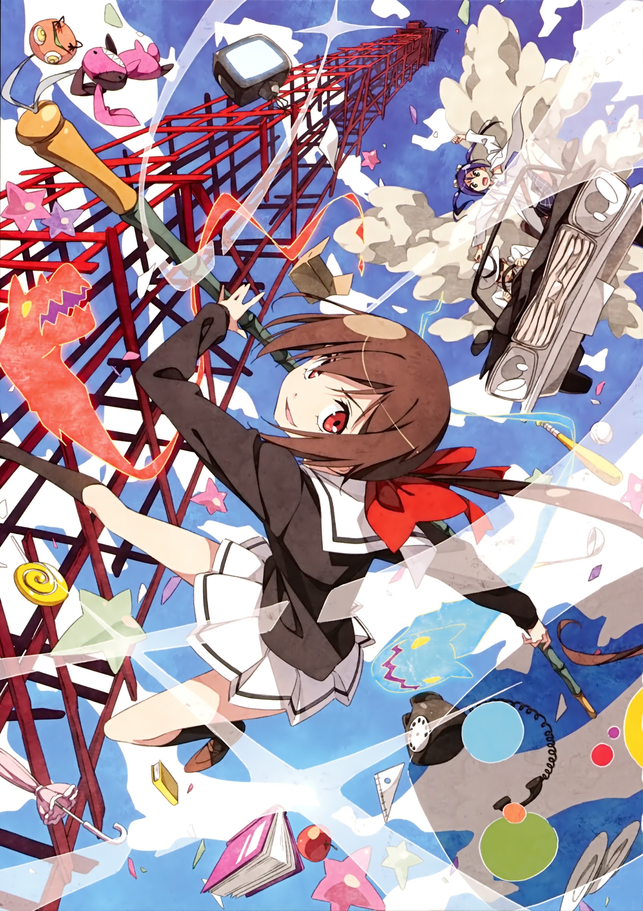 Anime girl in chaotic action