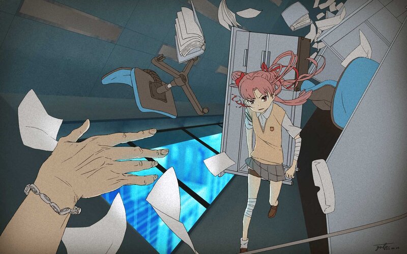 Anime girl in chaotic room