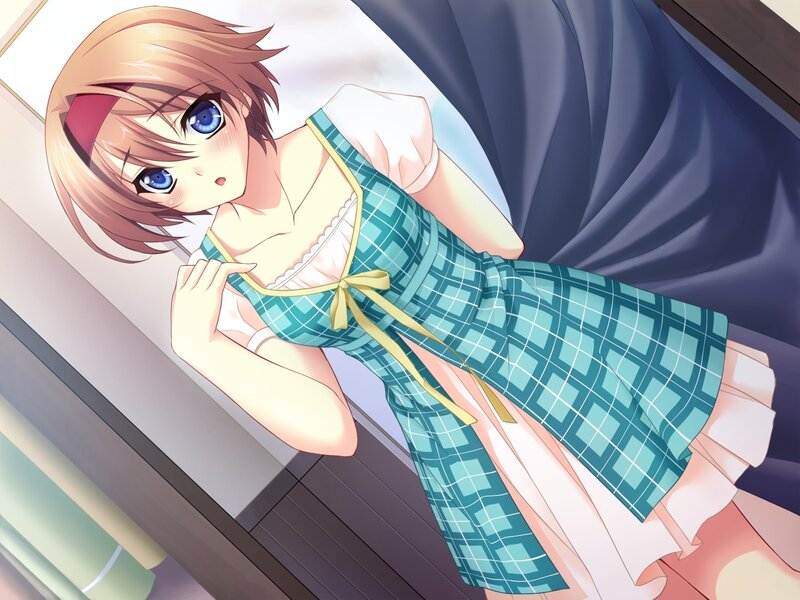 anime girl in checkered dress