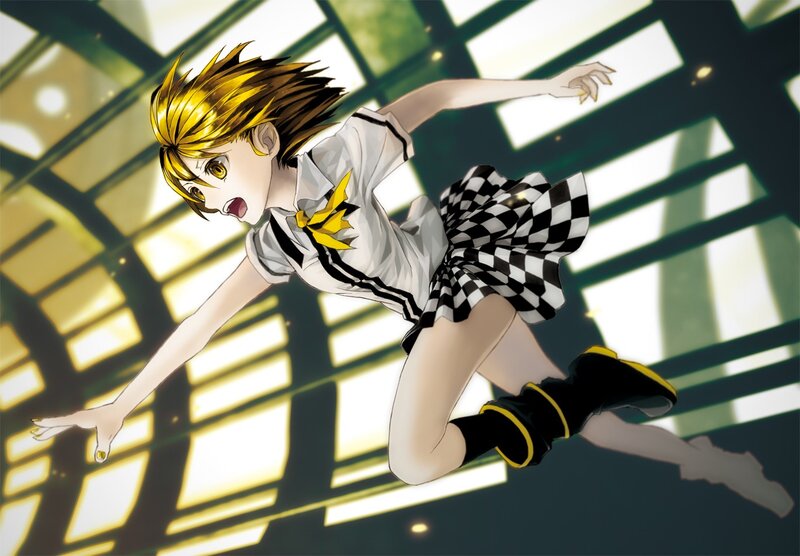 anime girl in checkered skirt