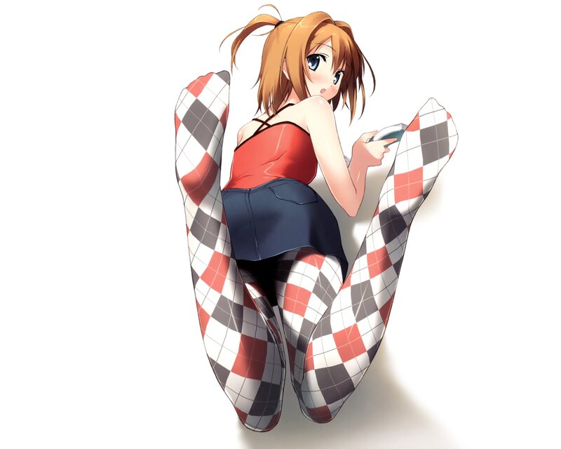 anime girl in checkered tights