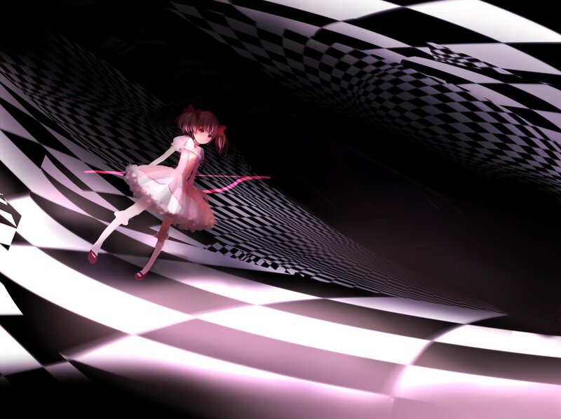 anime girl in checkered tunnel