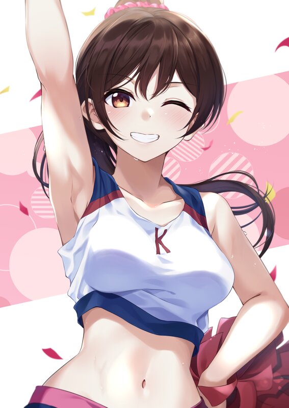Anime Girl in Cheer Outfit — Pink, Happy