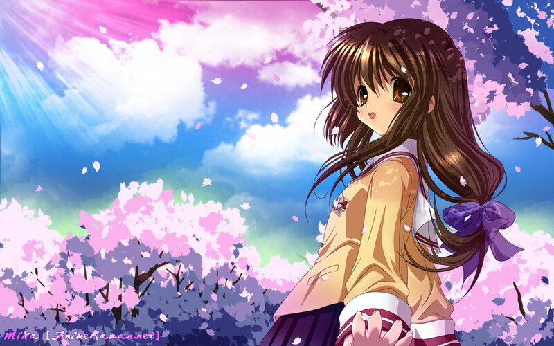 anime girl in cherry blossom