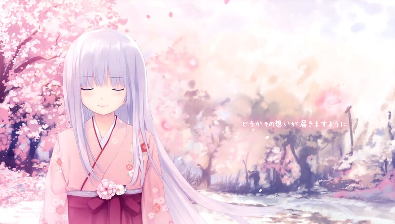 anime girl in cherry blossom