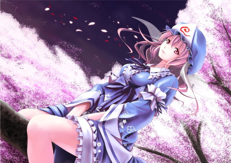 anime girl in cherry blossom