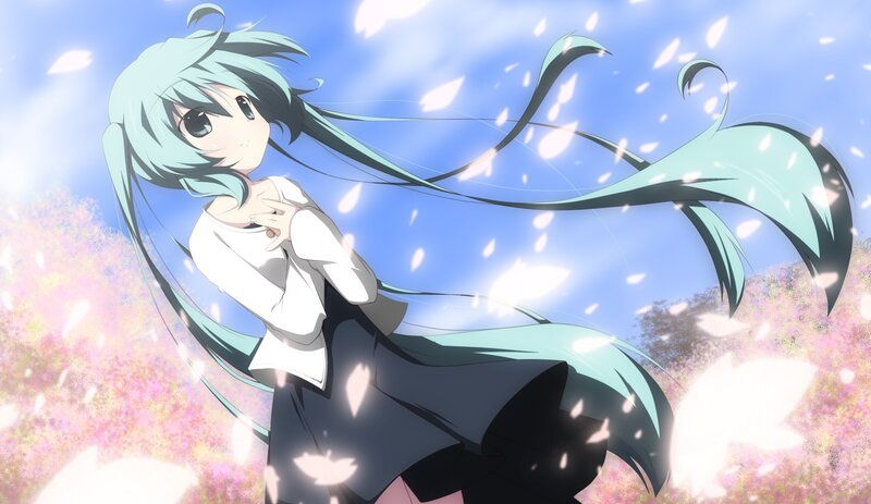 anime girl in cherry blossom