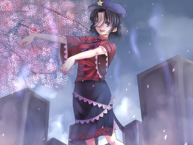 anime girl in cherry blossom