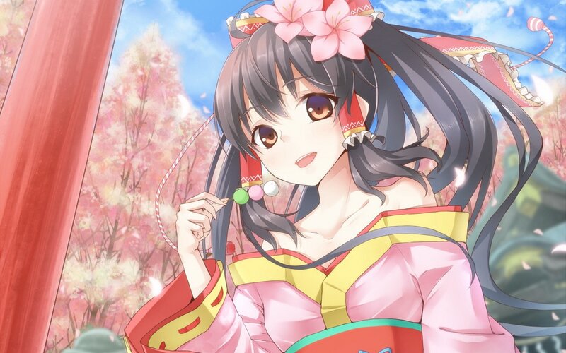 anime girl in cherry blossom