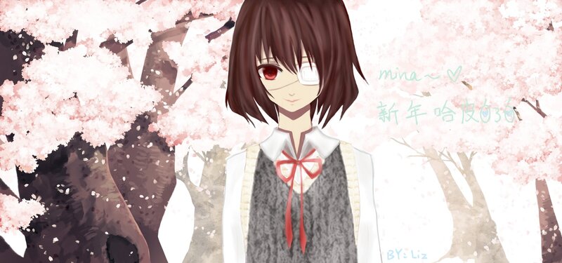 Anime girl in cherry blossom